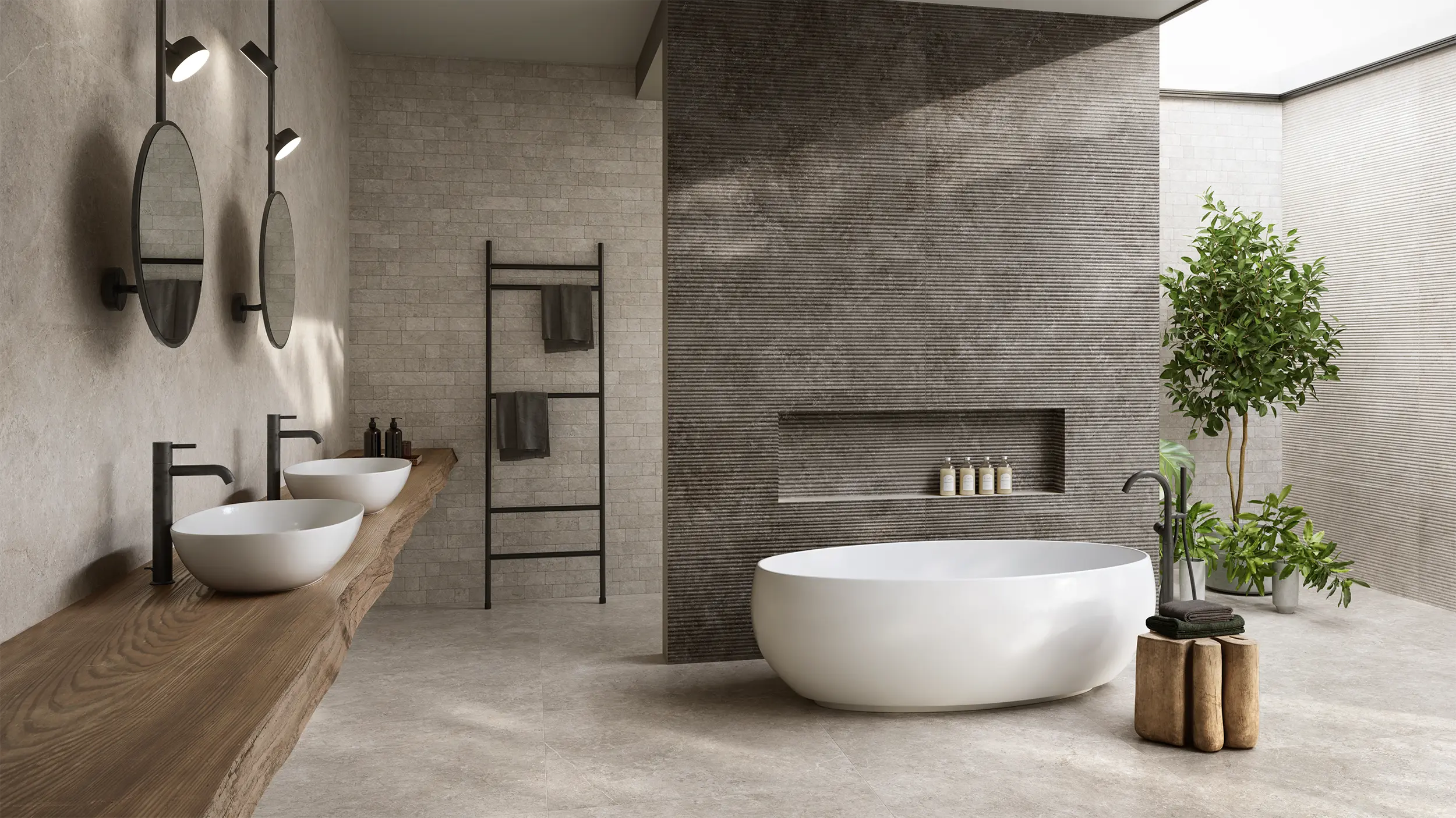 NOVABELL Cersaie 22 Landstone Gravel Carbon BAGNO Copia